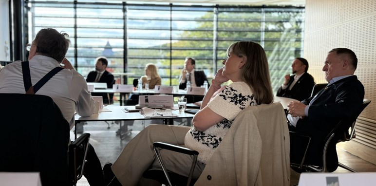 Ryggurin á Jón Gnarr, formanni í Útnorðurráðnum, Bjørt Samuelsen, næstforkvinna og Jenis av Rana úr føroysku sendinevndini í Útnorðurráðnum.